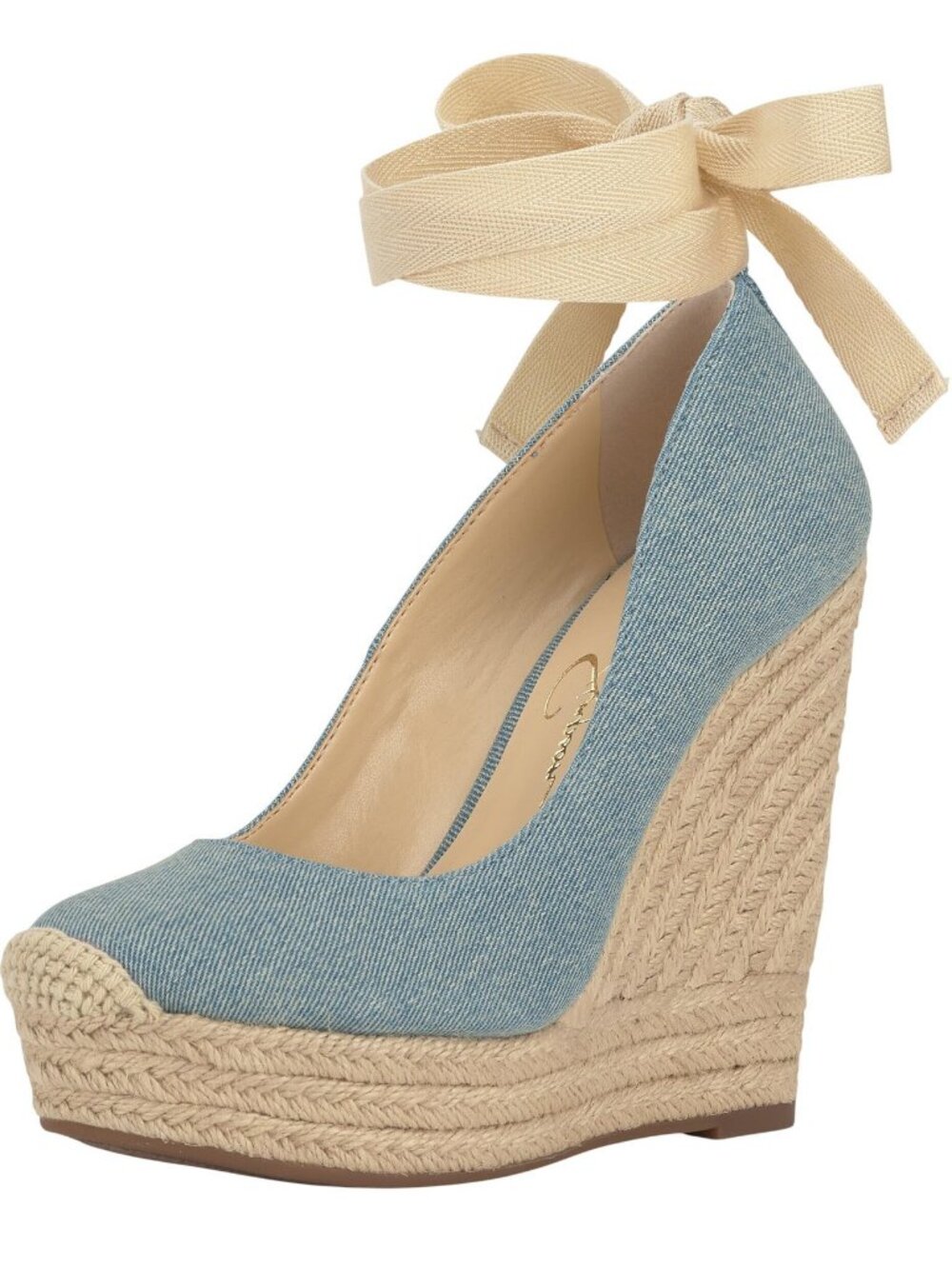 Jessica Simpson Zexie Espadrille Wedge Ankle Wrap Sandals Medium Blue Denim 7M - Picture 10 of 16